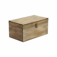 7" x 12" Brown Wood Storage Box With Metal Latch and Corners