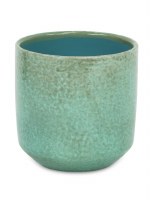 6" Round Green Crackle Ceramic Pot