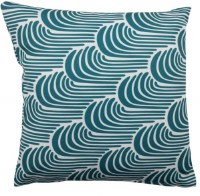 17" Square Teal Waves High Tides Outdoor Pillow