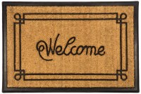 24" x 36" Welcome With Border Recycled Rubber and Coir Doormat