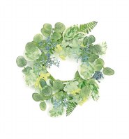 4.5" Opening Faux Sage and Hydrangea Candle Ring