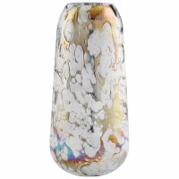 15" Iridescent Textured Glass Moonscape Vase