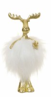 7" Gold Moose Figurine With White Fur Holding a Star