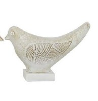 16" Whitewashed Wood Pattern Wing Bird Figurine