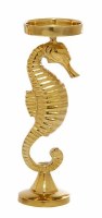 14" Gold Metal Seahorse Pillar Candleholder
