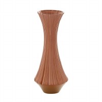 20" Orange Rust Ceramic Ribbed Long Neck Vase