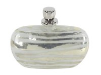 12" Silver Metal and Glass Etched Line Short Bottle With Topper