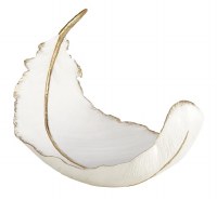 13" White and Gold Polyresin Feather Bowl