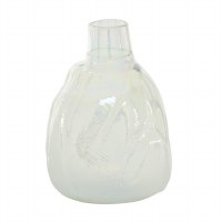 14" White Iridescent Balloon Glass Vase