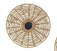 20" Round Natural Seagrass With Navy Center Disk Wall Plaque