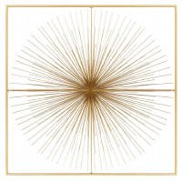 36" Square Gold Metal Starburst Wall Art Plaque