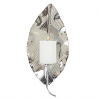 16" Silver Metal Lined Leaf Candle Wall Sconce