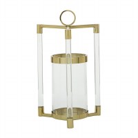 18" Gold Metal and Clear Glass Triple Arm Lantern