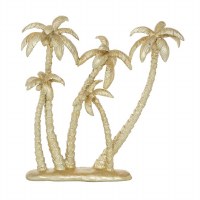 16" Gold Polyresin Bunch of Palm Trees Sculpture
