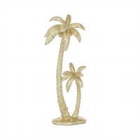 16" Gold Polyresin Palm Tree Duo Sculpture