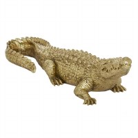 16" Gold Polyresin Crocodile Sculpture