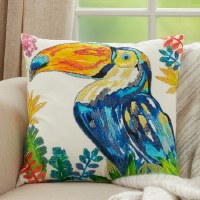 20" Square Multicolor Toucan Pillow