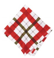 18" Square Red and Green Plaid Fabric Napkin