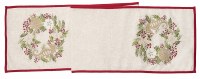 72" Embroidered Seahorse and Shells Holly Wreath Table Runner