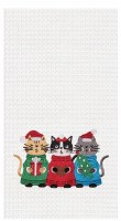 27" x 18" Caroling Cat Trio Waffle Weave Kitchen Towel