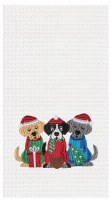 27" x 18" Caroling Dog Trio Waffle Weave Kitchen Towel