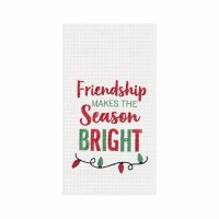 27" x 18" Friendship Makes The Season Bright Waffle Weave Kitchen Towel