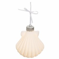 3" White LED Scallop Shell Ornament