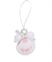 2" Shell and Pearl Angel With Bow Ornament