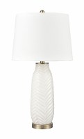 29" White Ceramic Textured Leaf Lamp