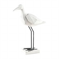 13' Long Neck White Geometric Pattern Bird Statue