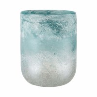 10" Frosted Green Glass Cylinder Vase