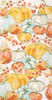 8" x 5" Aqua and Orange Watercolor Pumpkins Guest Towels Fall and Thanksgiving