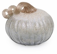 6" Round Small Gray Glass Twilight Pumpkin Fall and Thanksgiving Decoration