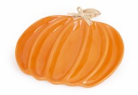 12" Orange Pumpkin Shaped Divided Platter Fall and Thanksgiving