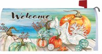 7" x 17" Pumpkins and Shells Fall Coastal Welcome Mailbox Cover