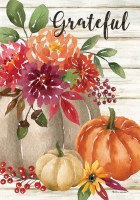 12" x 18" Mini Grateful Floral and Pumpkins Garden Flag