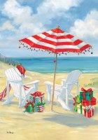 28" x 40" Beach Chairs and Umbrella Welcome Garden Flag