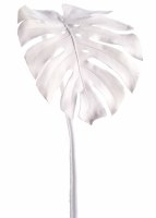 38" Faux White Metallic Split Philodendron Leaf Spray