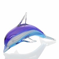 10" Blue Layers Art Glass Dolphin