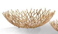 22" Round Gold Metal Faux Coral Openwork Bowl