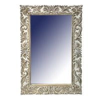 36" x 24" Rectangular Mirror With Whitewashed Carved Frame