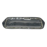 6" x 17" Rectangular Silver Metal and Mother of Pearl Tray