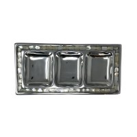 7" x 14" Silver Metal and Mother of Pearl Triple Compartment Dish