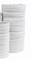 14" White Lace Ceramic Cylinder Vase