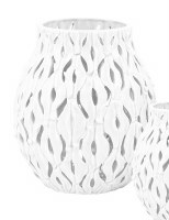 11" White Ceramic Openwork Hurricane Lantern