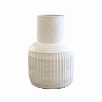 12" White Ceramic Ribbed Martin Vase