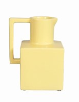 8" Yellow Ceramic Square Pitcher Vase