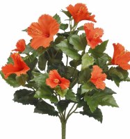 19" Faux Orange Hibiscus Bush