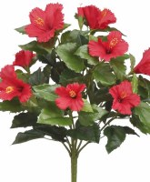 19" Faux Red Loose Hibiscus Bush