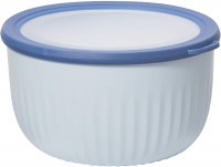 4qt White Plastic Bowl With Dark Blue and Clear Lid